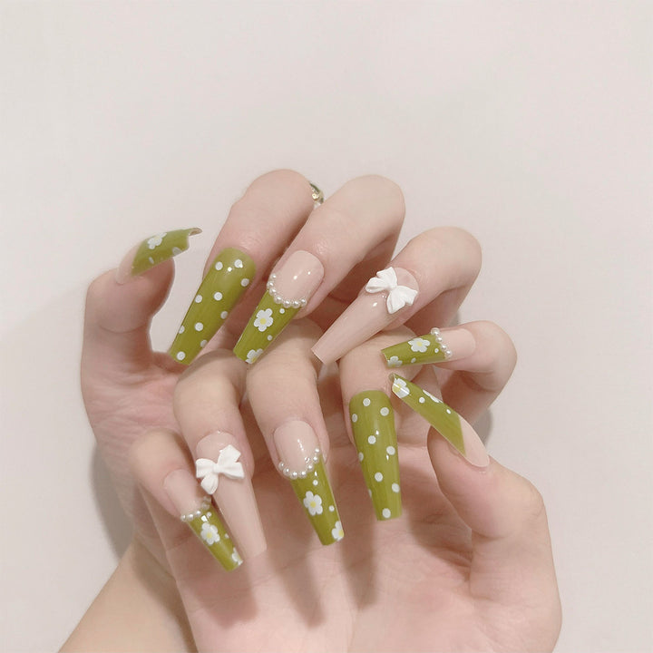 Artful Nail Extensions with Delicate Flower Design Stornfield