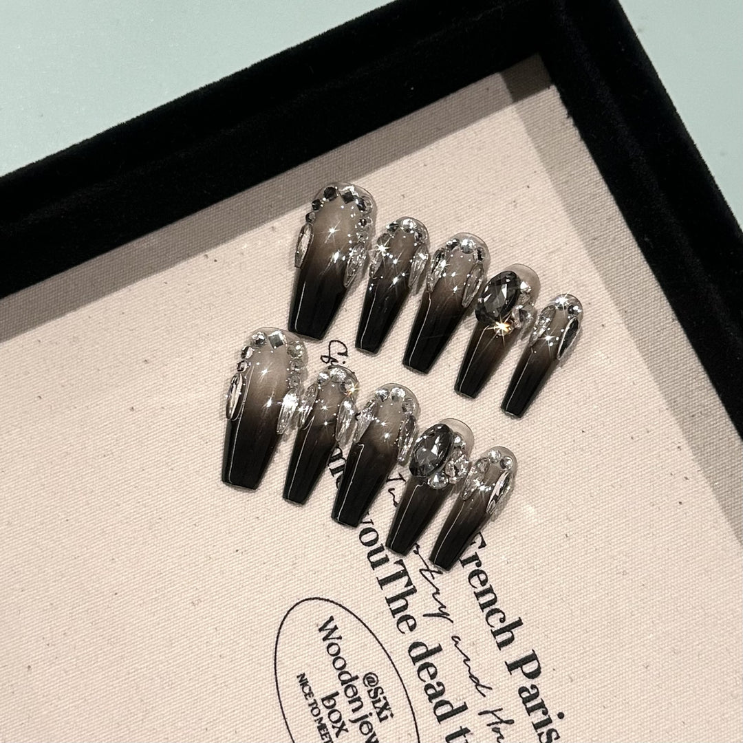 Elegant Stiletto Press-On Nail Set with Crystal Accents