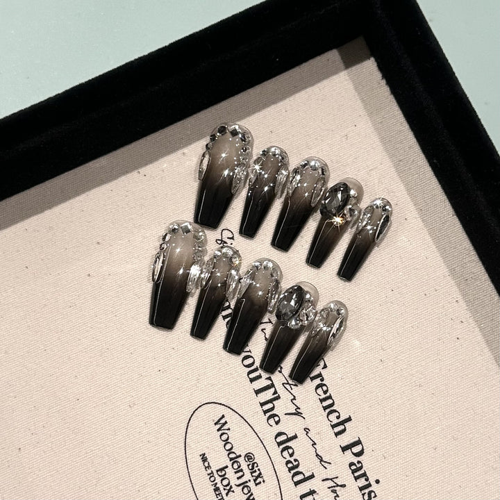 Elegant Stiletto Press-On Nail Set with Crystal Accents
