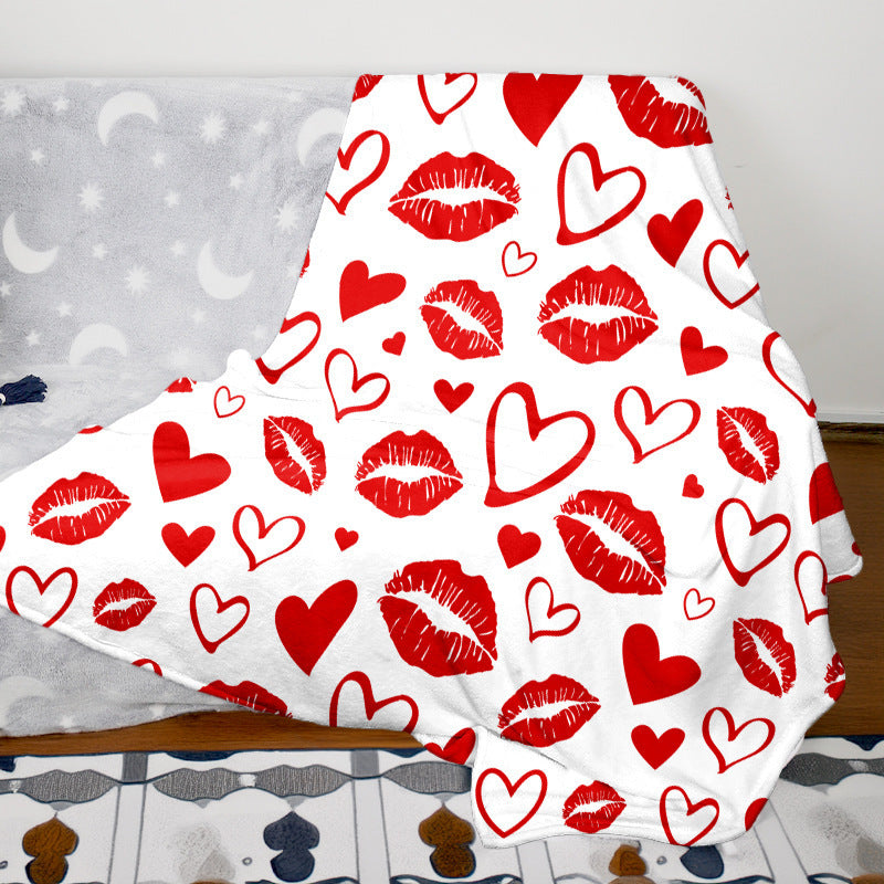 Heart Pattern Fleece Throw Blanket
