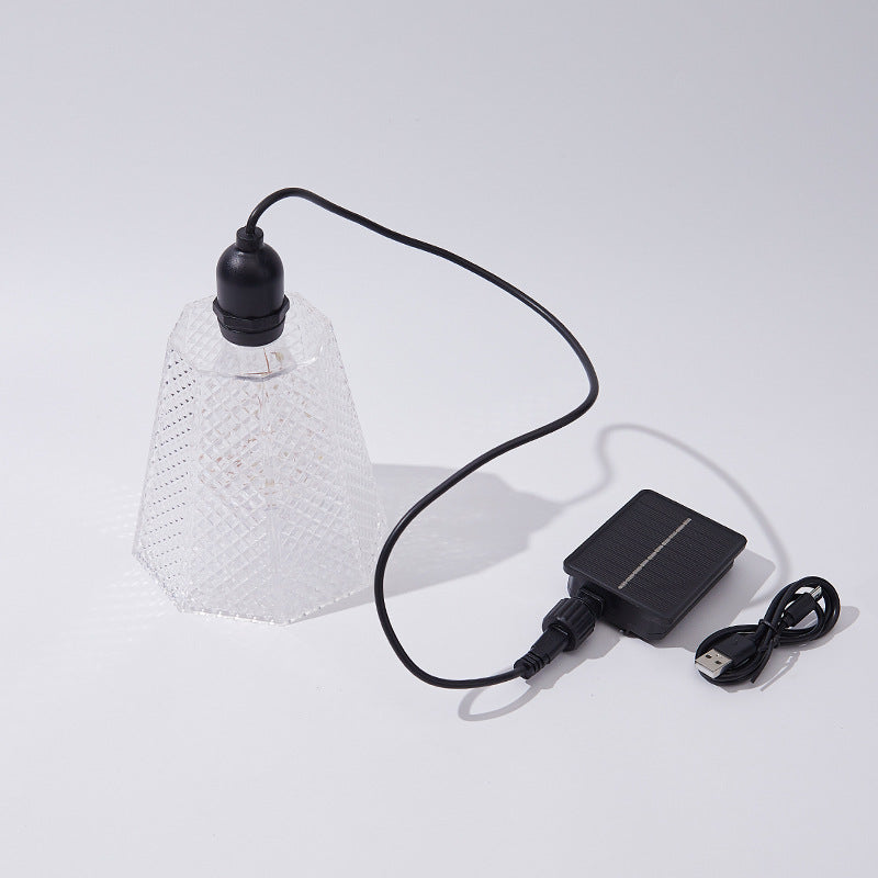 Crystal-Pattern Solar Pendant Light USB Rechargeable LED Stornfield