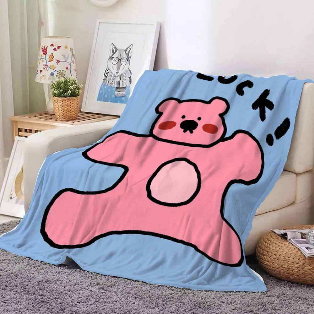 Cartoon Cat-Themed Fleece Throw Blanket