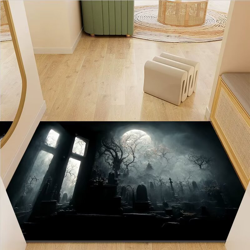 Spooky Graveyard Scene Area Mat