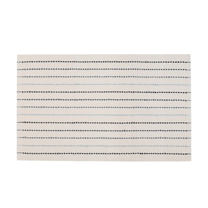 Striped cotton doormat with non-slip bottom and decorative woven edge Stornfield