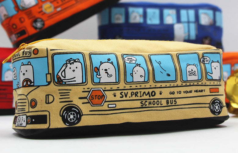 Fun Cartoon School Bus Zippered Pencil Case Stornfield