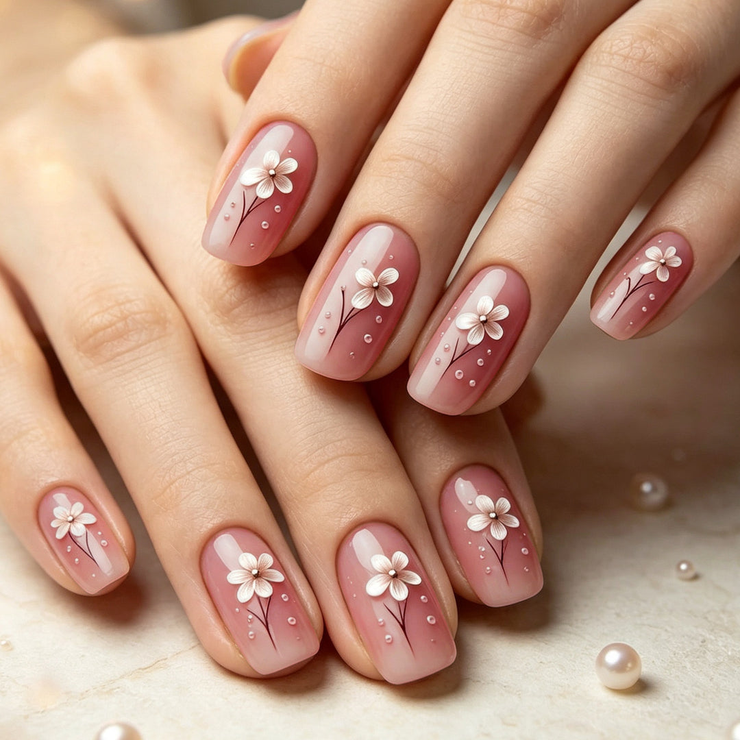 Floral Artified Acrylic Nail Enhancements Stornfield
