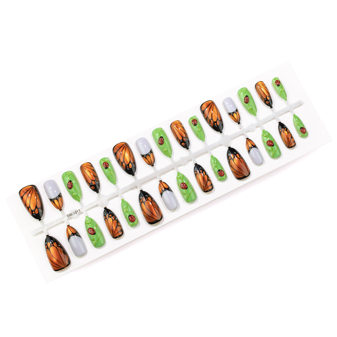 Artistic Ladybug-Themed Press-On Nail Art Set Stornfield