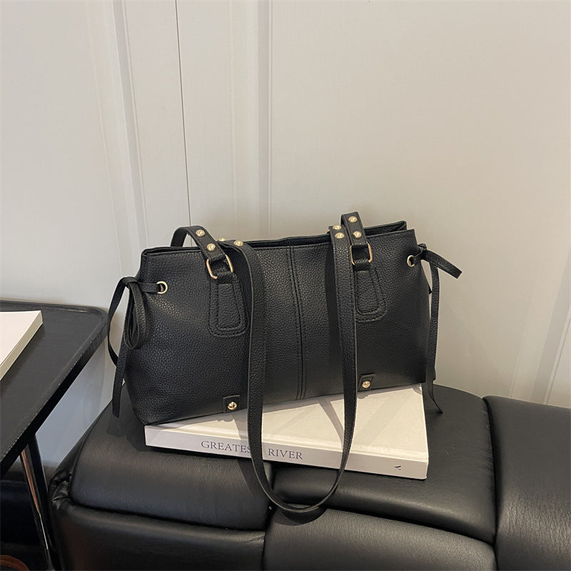 Textured Shoulder Tote Bag