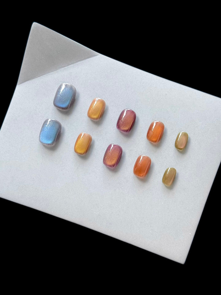 Artistic Press-On Nail Set with Colorful Dot Patterns