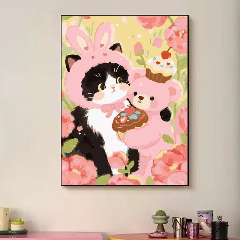 Playful Cat-Themed Illustration Wall Art Stornfield