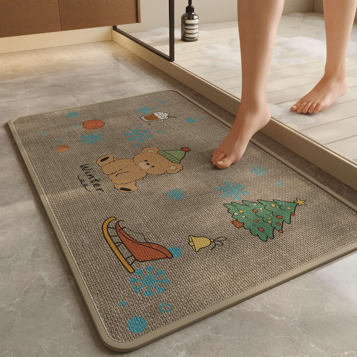 Playful Winter-Themed Bath Mat