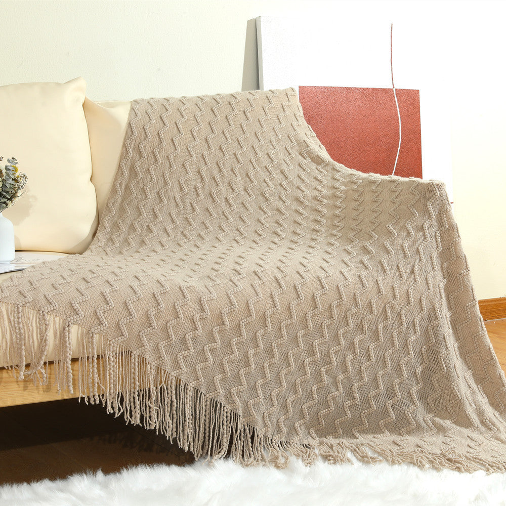 Women’s knitted blanket with textured wave pattern Stornfield