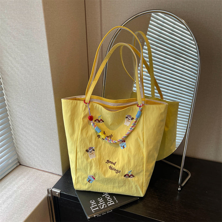 Embroidered Canvas Shopping Tote