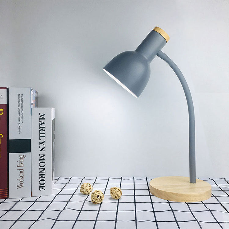 Adjustable Desk Lamp with Natural Wood Base