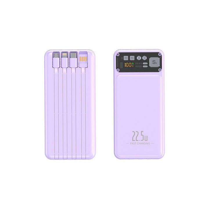 Power bank with integrated cable system and digital charging display Stornfield