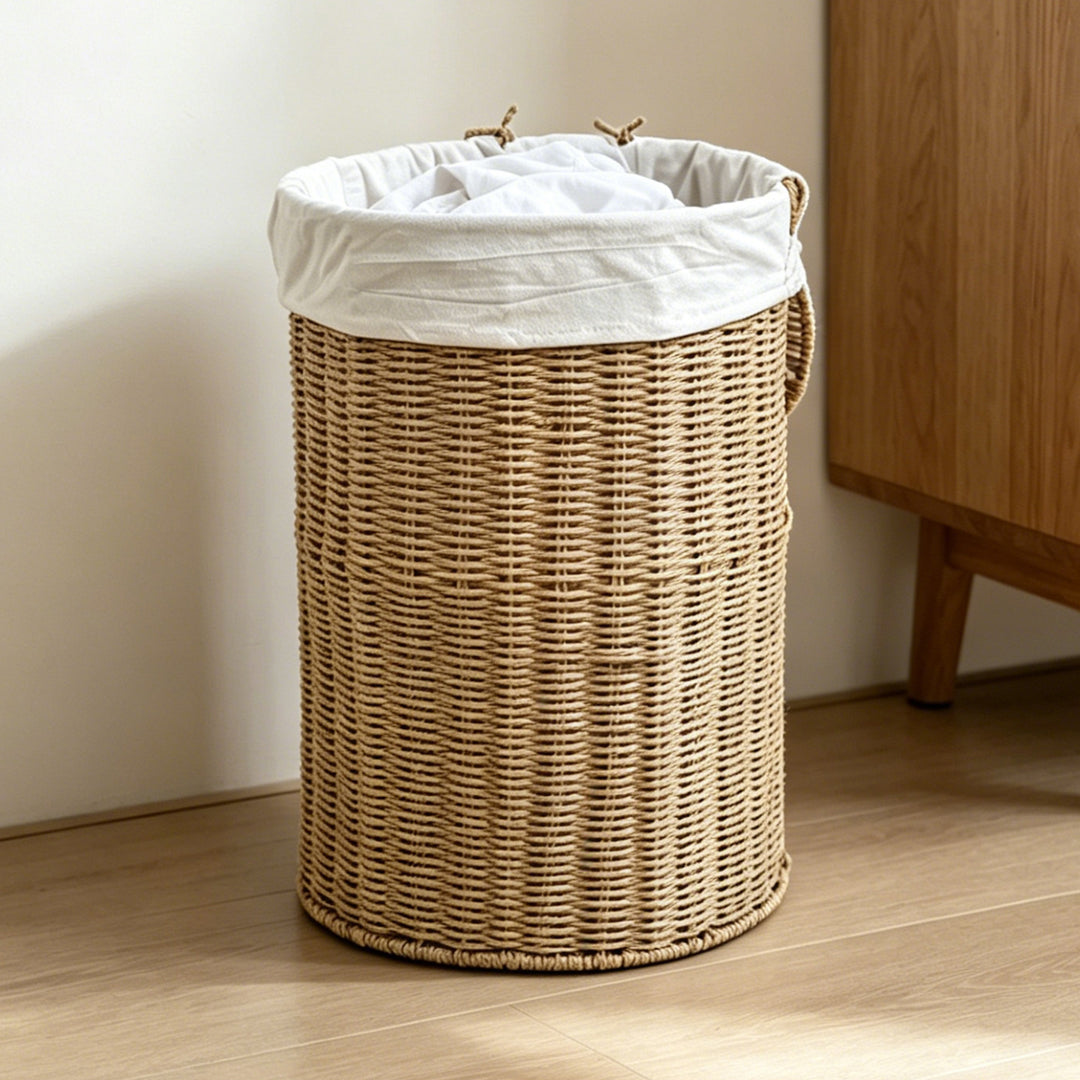 Rustic laundry basket made of woven material Stornfield