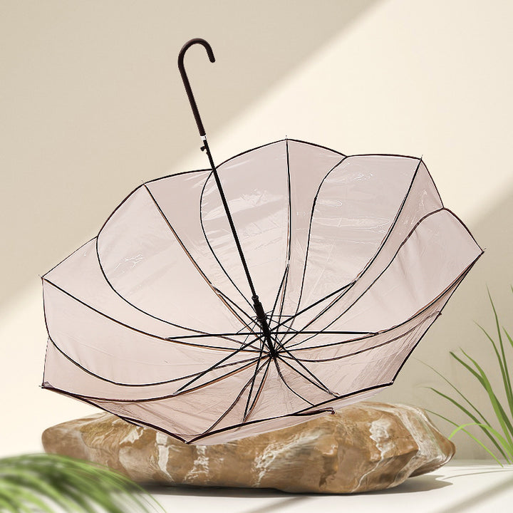 Women Transparent Design Folding Umbrella Stornfield