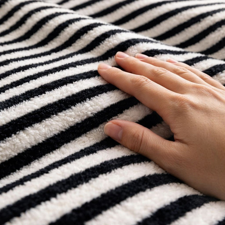 Ladies warms comfortable fleece blanket with elegant stripe structure Stornfield