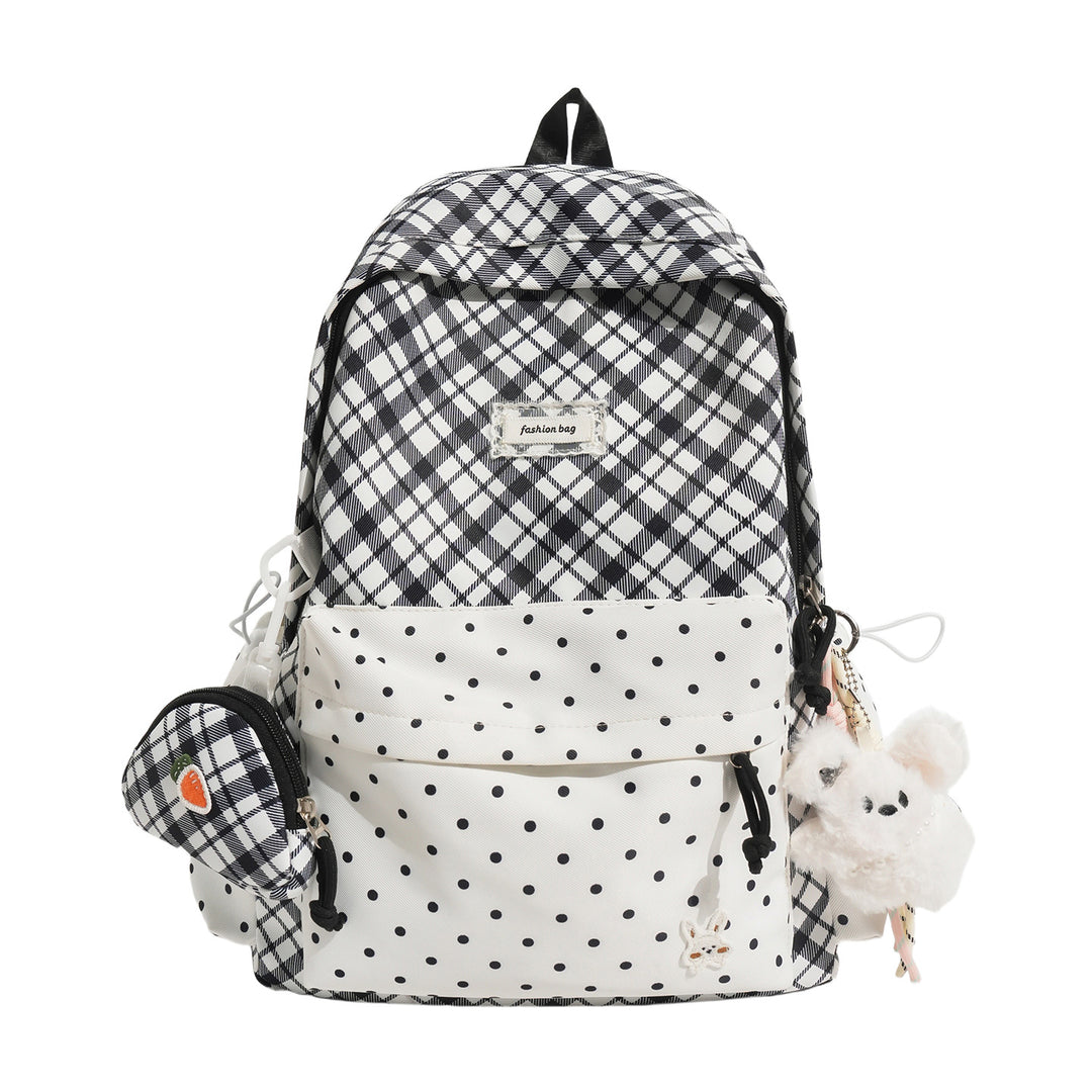 Stylish Plaid Backpack with Fun Decorative Accents Stornfield