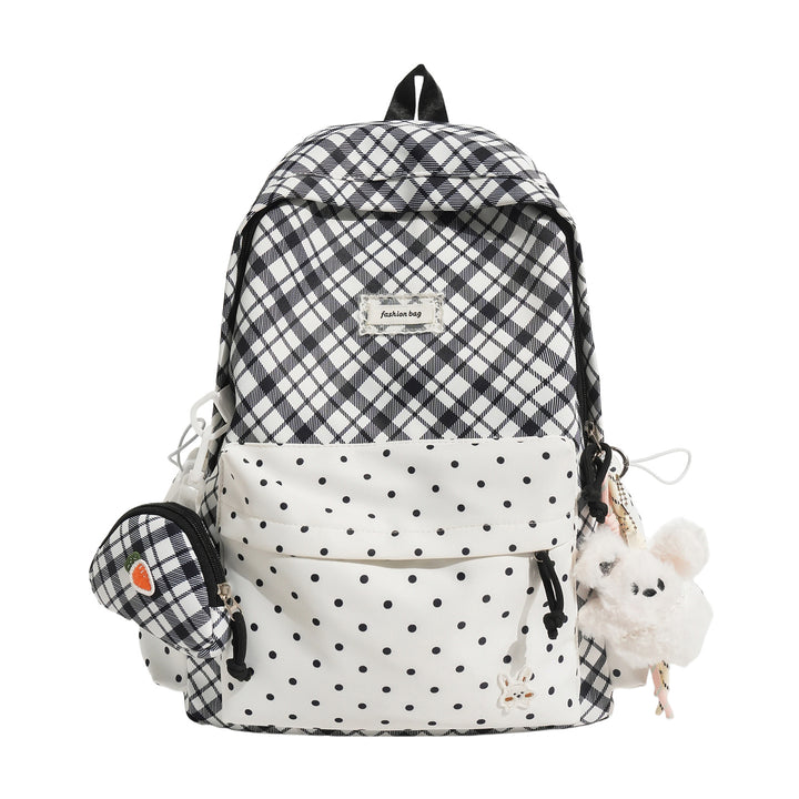 Stylish Plaid Backpack with Fun Decorative Accents Stornfield