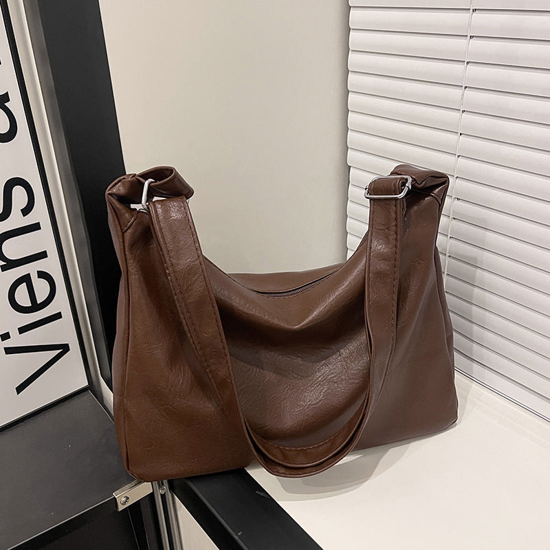 Slouchy Faux Leather Hobo Bag