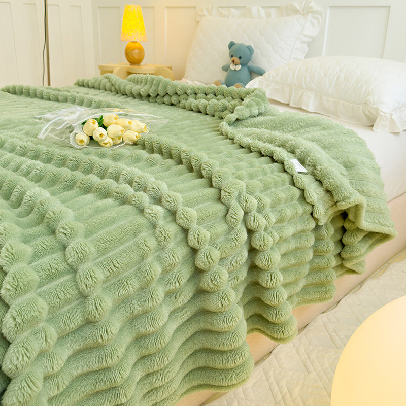Women High-pile Cozy Blanket with Wave Pattern Stornfield