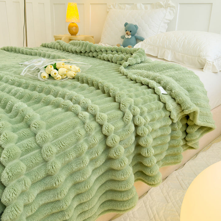 Women High-pile Cozy Blanket with Wave Pattern Stornfield