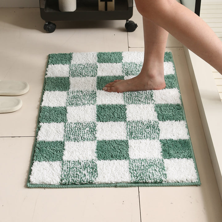 Plush Checkerboard Bath Mat