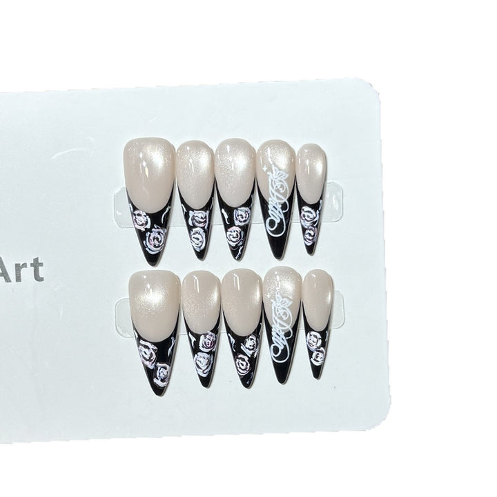 Floral and Glossy Press-On Nail Set Stornfield