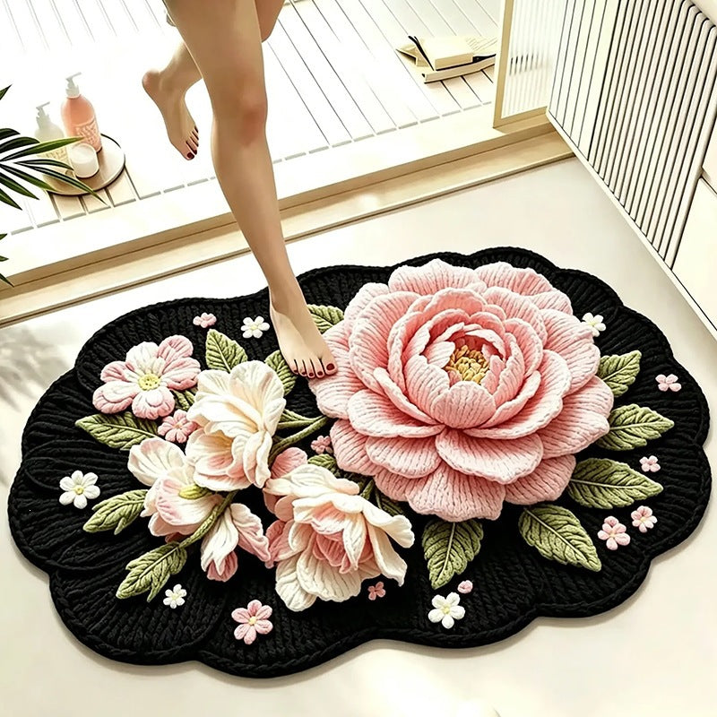 Floral-Themed Plush Bath Mat
