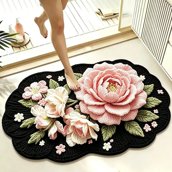 Floral-Themed Plush Bath Mat