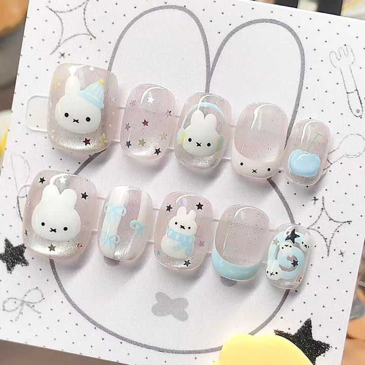 Whimsical Bunny-Themed Press-On Nail Set Stornfield