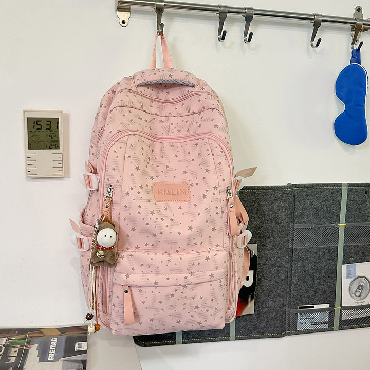 Stylish Multi-Pocket Star-Embellished Backpack Stornfield