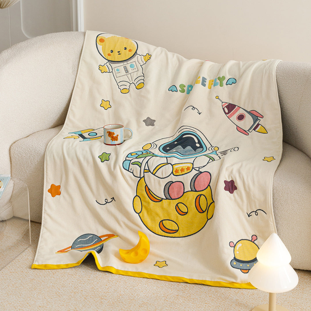Kids' cuddly blanket with cheerful vehicle print made of soft microfibre