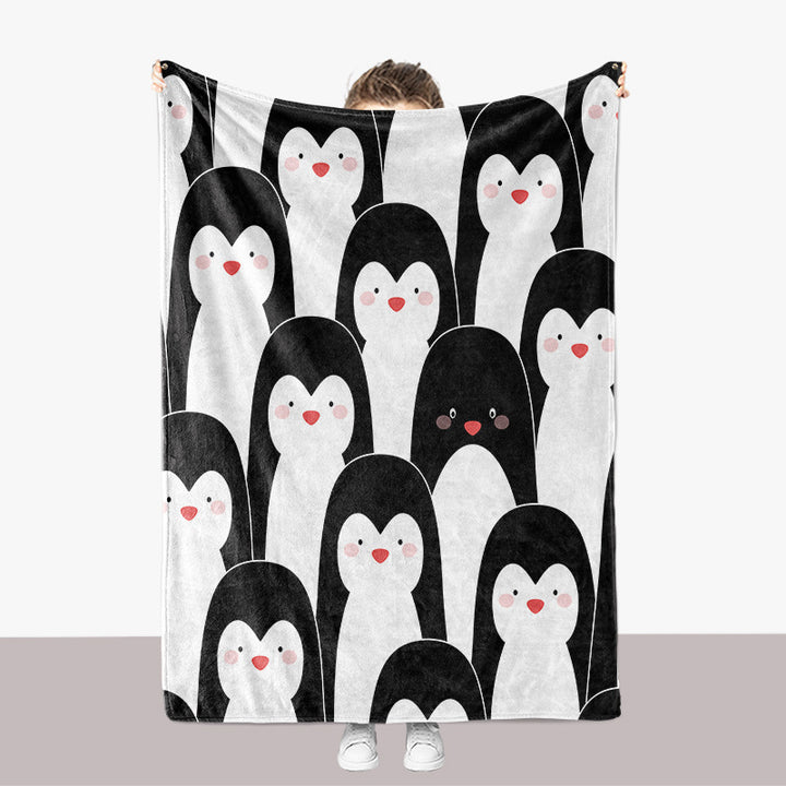 Penguin-Themed Plush Throw Blanket