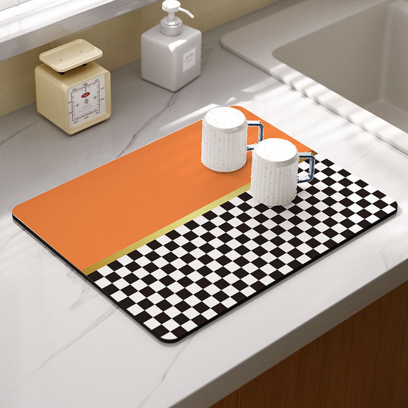 Modern Checkerboard Pattern Kitchen Mat