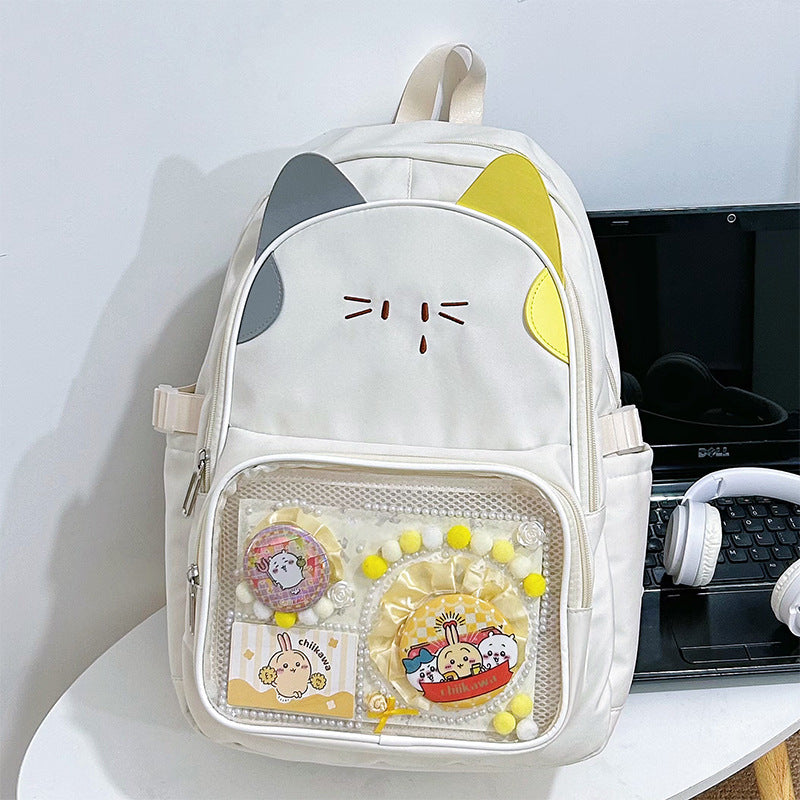 Playful Cat-Ear Graphic Backpack Stornfield