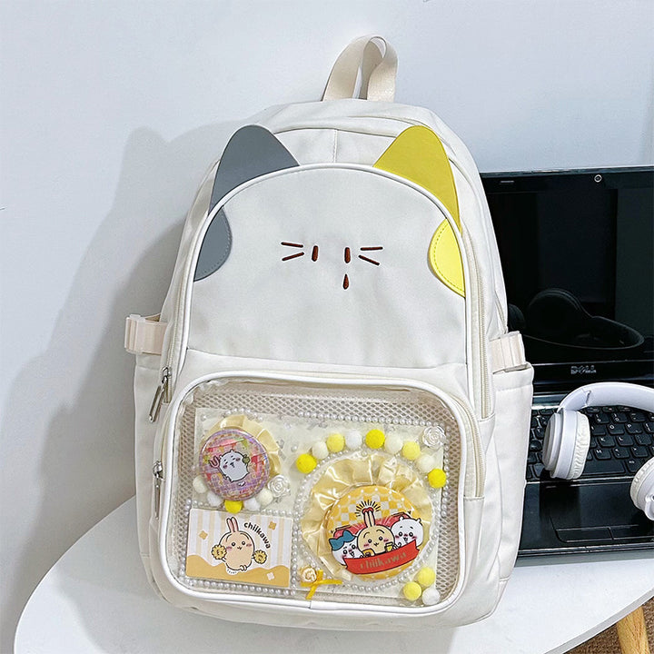 Playful Cat-Ear Graphic Backpack Stornfield