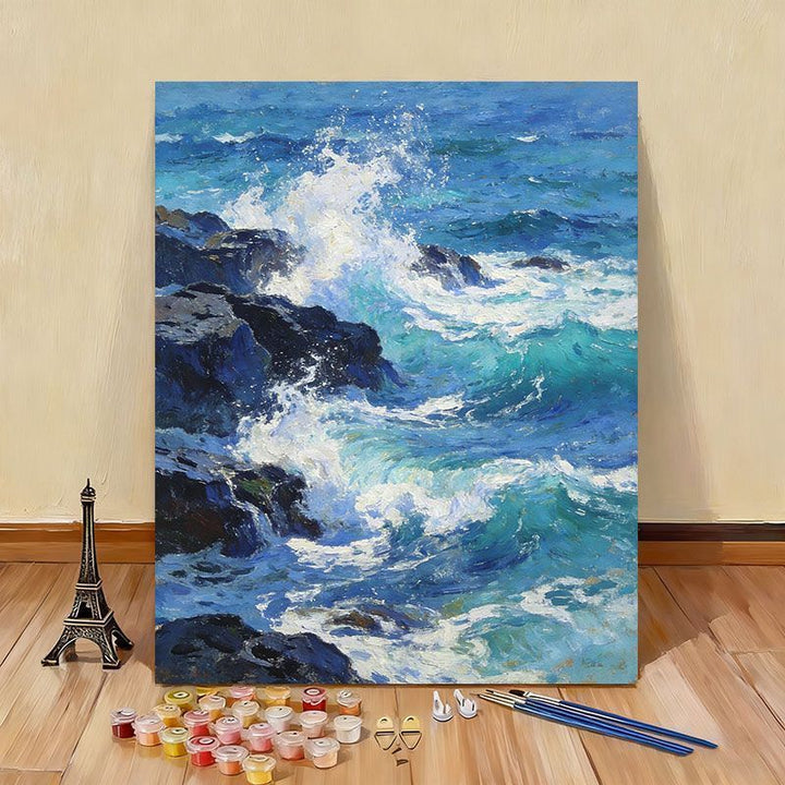 Ocean Wave Landscape Paint by Numbers Canvas Art Kit Stornfield