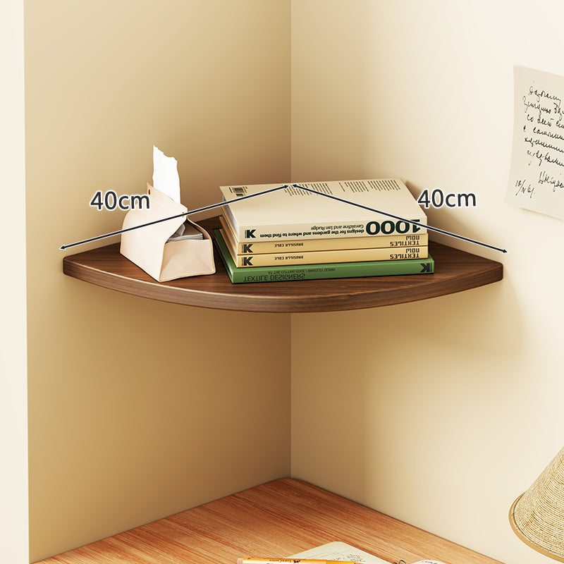 Solid Wood Corner Shelf with Metal Support Brackets