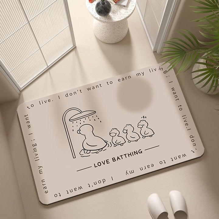 Cartoon Penguin-Themed Bath Rug