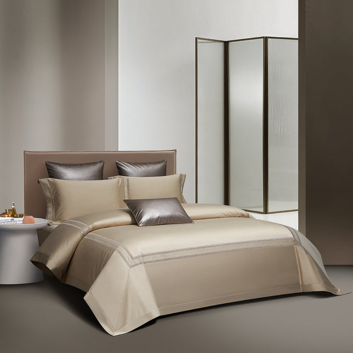 Hotel-Grade Cotton Sateen Duvet Cover Set with Euro Panel & Textured Accent Pillows