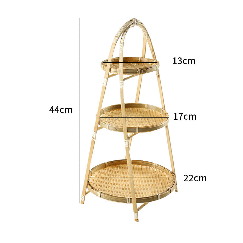 Unisex Three-Tier Serving Stand made of hand-woven natural material Stornfield