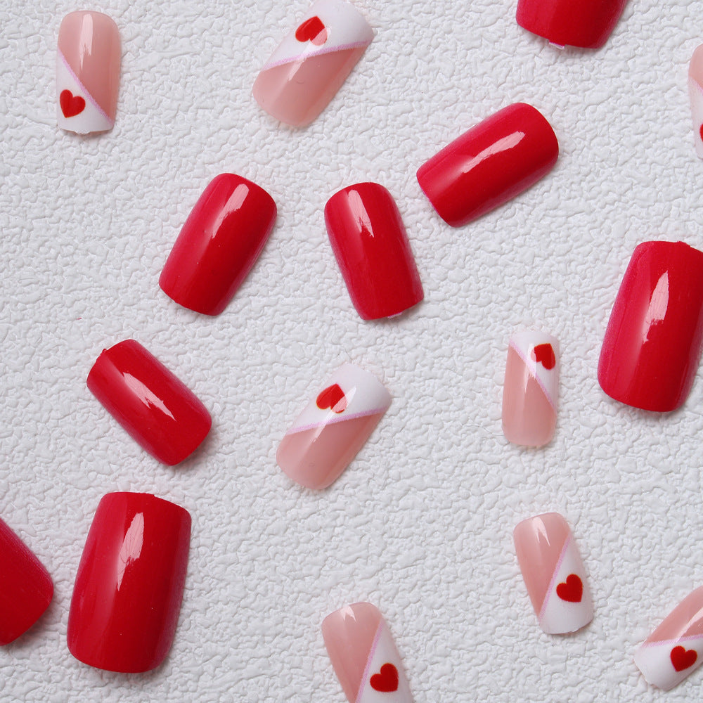 Heart-Embellished Press-On Nail Art Stornfield