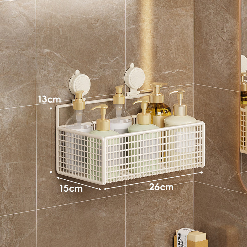 Suction-Mounted Double Mesh Shower Caddy Organizer