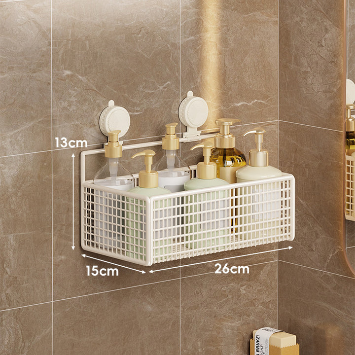Suction-Mounted Double Mesh Shower Caddy Organizer