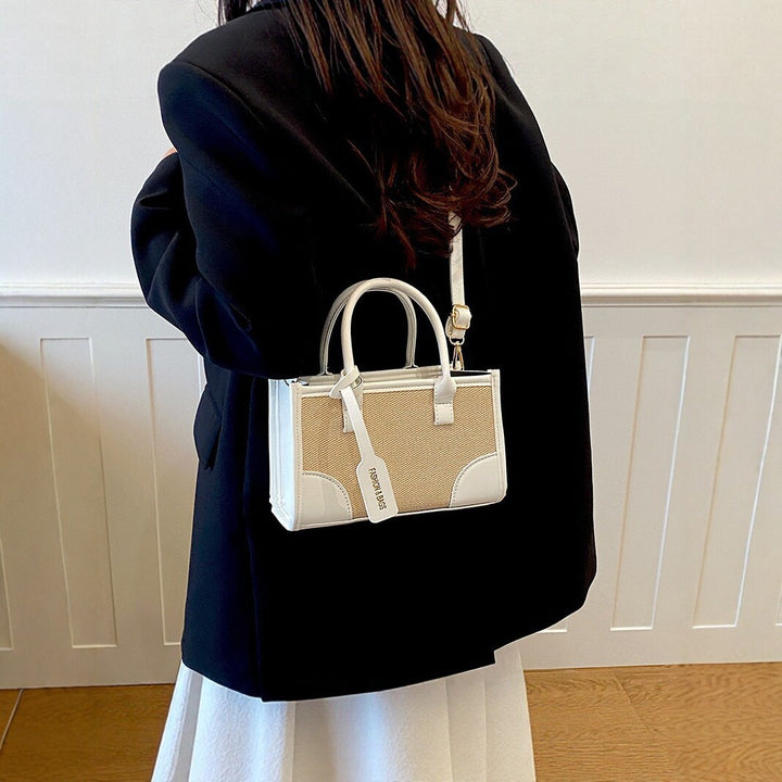 Structured Canvas and Faux Leather Tote