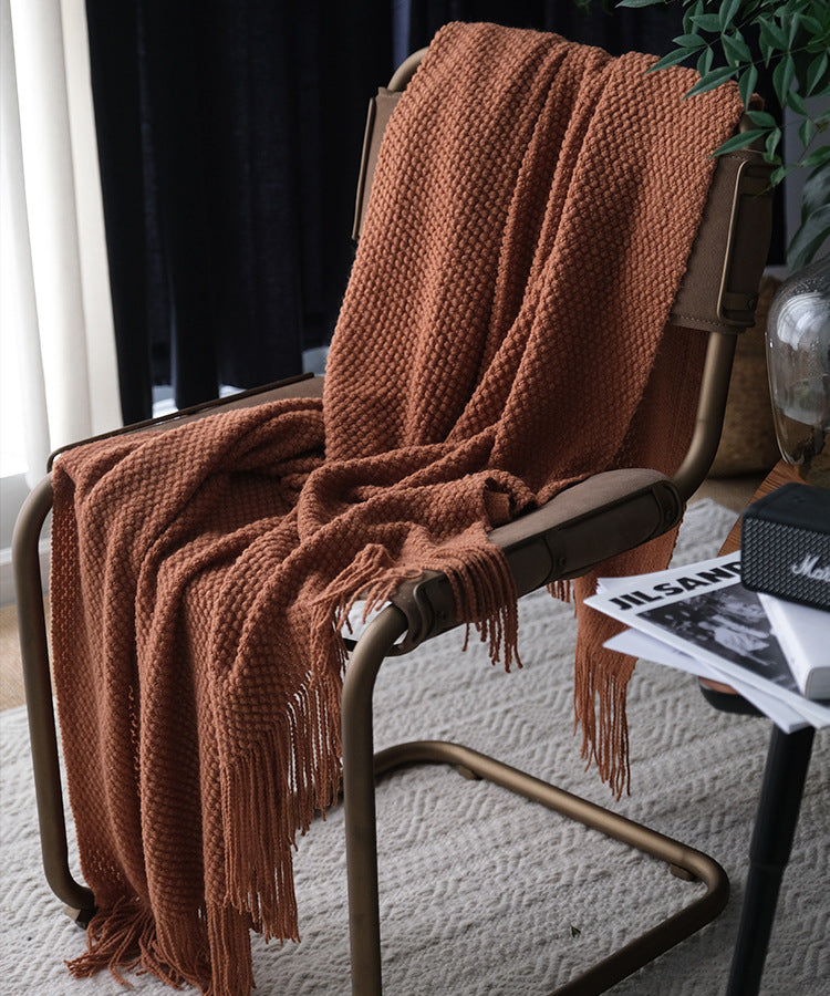 Handwoven Fringe Throw Blanket