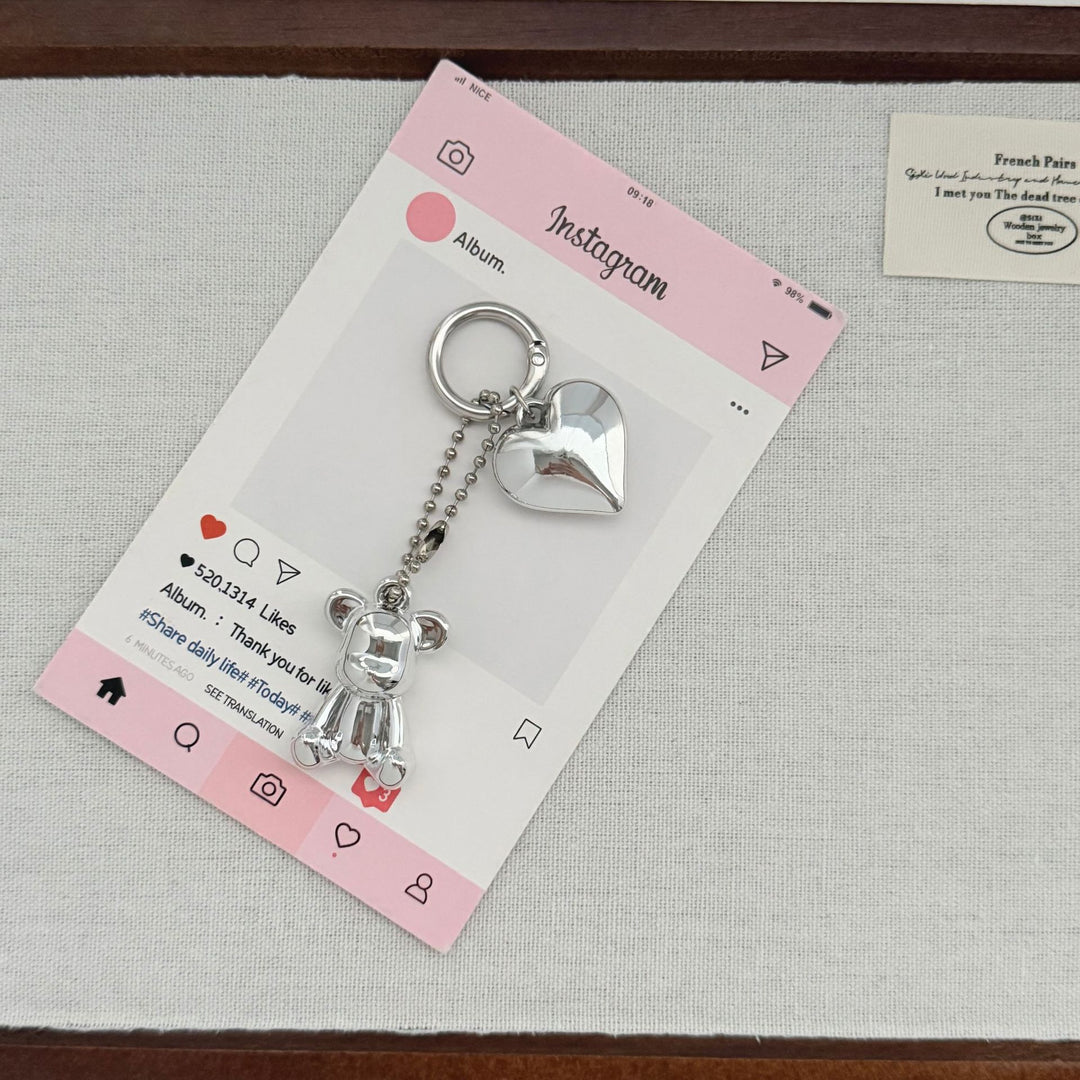 Heart-Shaped Charm Keychain with Bow Stornfield
