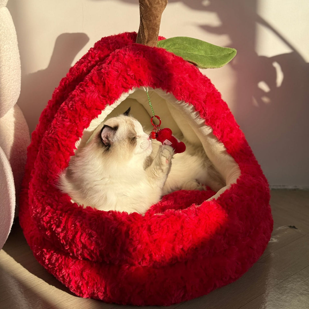 Avocado-Themed Cozy  Cave   Dog Bed